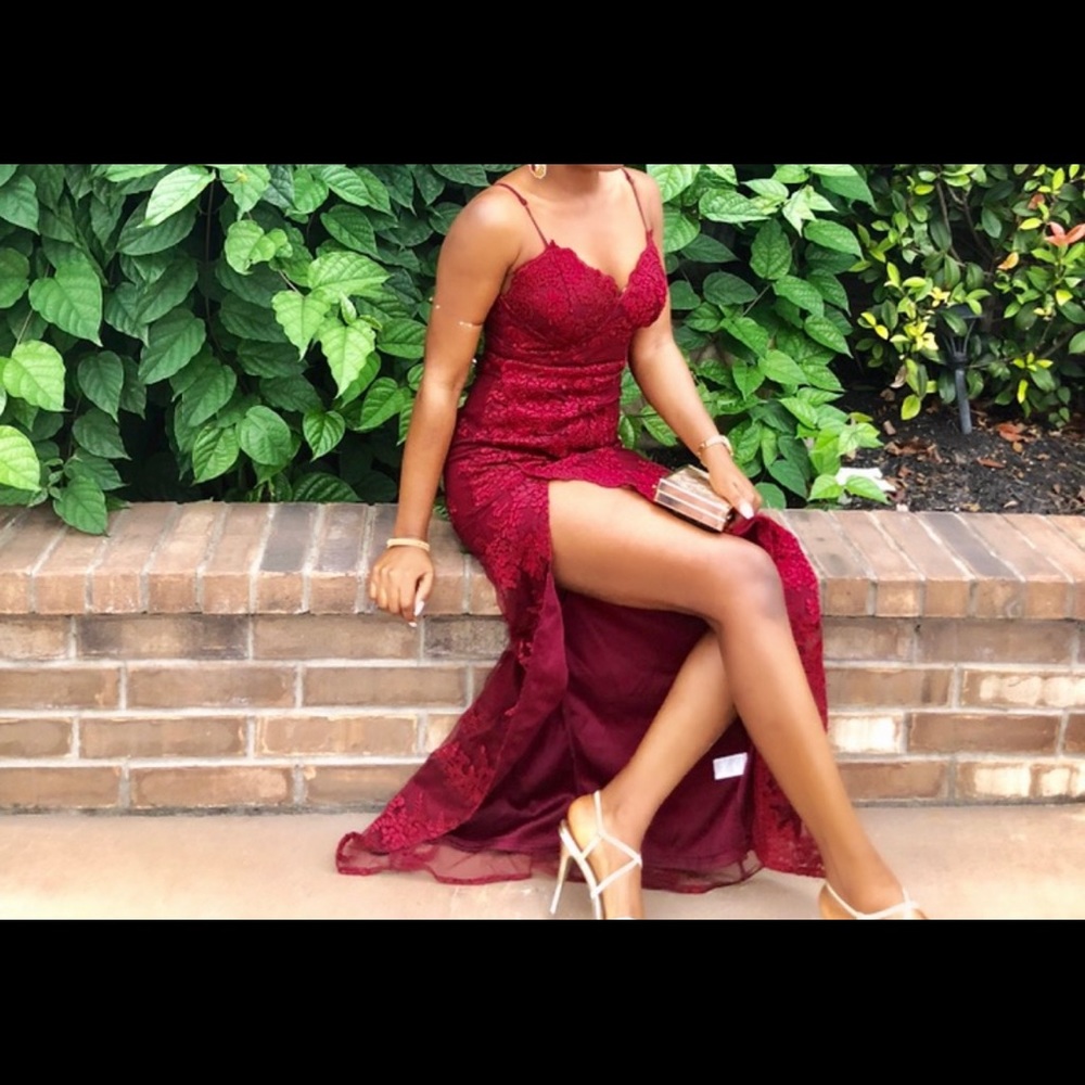 Wine Long Wedding guest Dress
